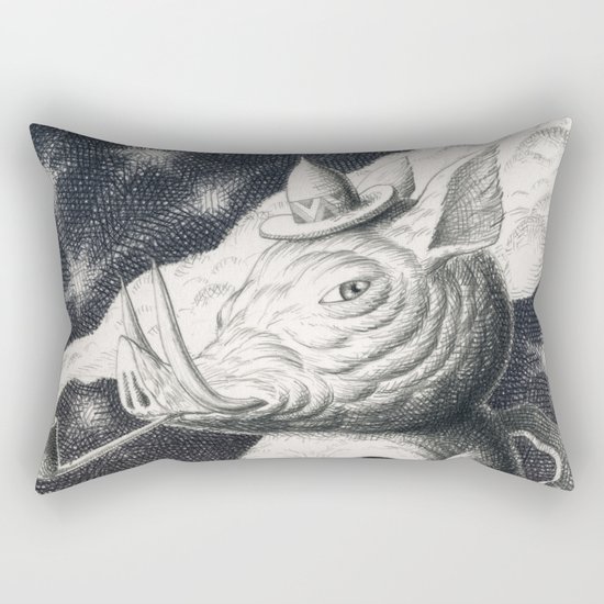 Pig Pipe Skull Rectangular Pillow