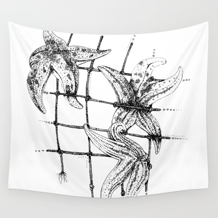 Starfish in a net Wall Tapestry
