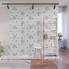 Minimalist Black and White mini Flower Pattern Wall Mural