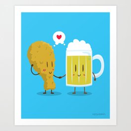 Fried Chicken + Beer = Love Art Print