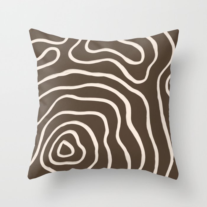Topographic Map / Brown & Nude Throw Pillow