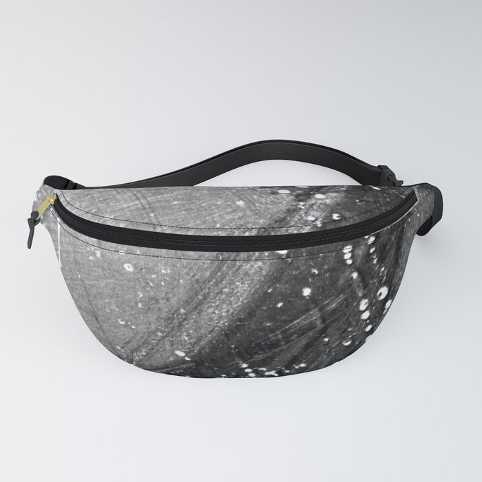 Abstract Black and White Grey Paint Metal Weathered Texture Fanny Pack