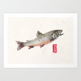 Brook Trout in Spawning colors-Gyotaku Art Print