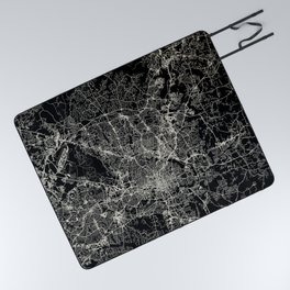 Raleigh USA - Black and White City Map Picnic Blanket