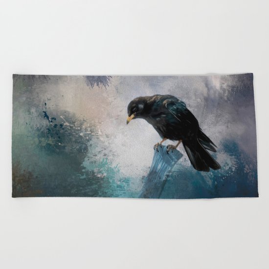 Black Crow Beach Towel