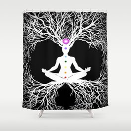 Tree of Life White Shower Curtain
