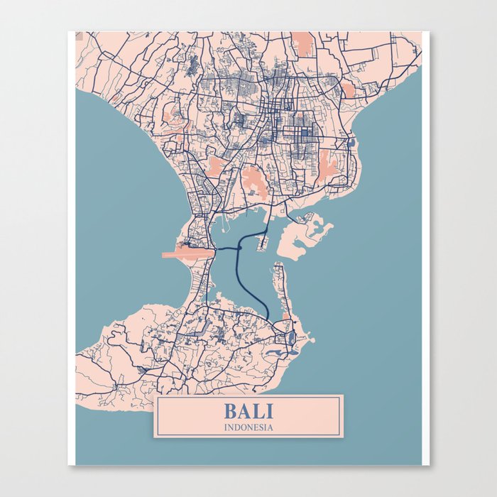 Bali vintage city map Canvas Print