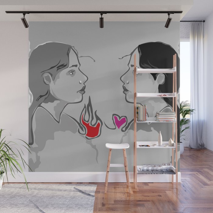 The Girl With Two Hearts Wall Mural