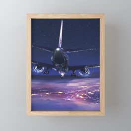 Nighttime Airplane Framed Mini Art Print
