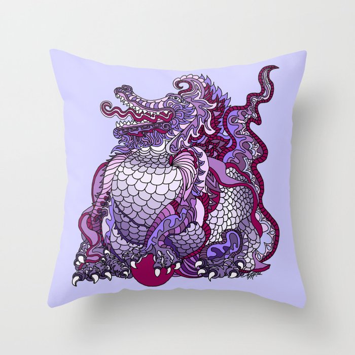 Dragon Royal Purple Throw Pillow