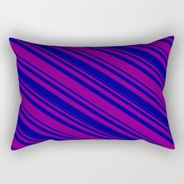 [ Thumbnail: Purple & Dark Blue Colored Pattern of Stripes Rectangular Pillow ]