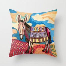 'HOLA' Donkey Throw Pillow