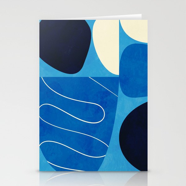 mid century abstract ocean blue III Stationery Cards
