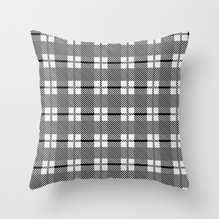 Black And White Clan Clark Tartan Plaid Throw Pillow