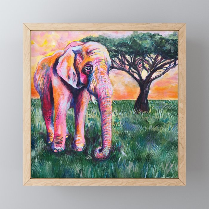Pink Elephant Framed Mini Art Print
