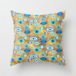 Greek Mati Mataki - Matiasma Evil Eye pattern Throw Pillow
