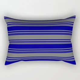 [ Thumbnail: Blue and Dim Grey Colored Stripes Pattern Rectangular Pillow ]