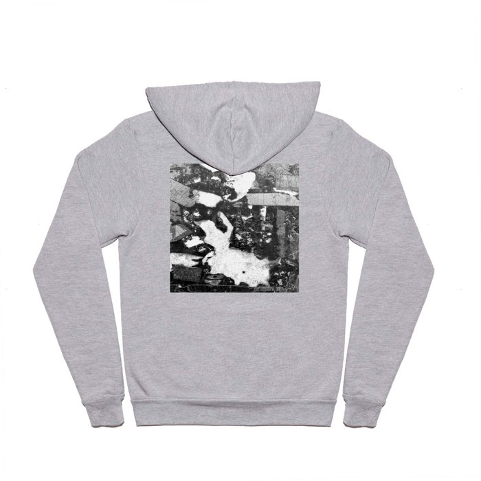 Rabbit at Crossroads Black and White Abstract Hoody