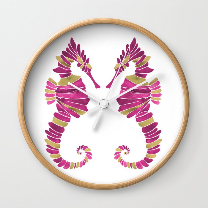 Seahorse – Pink & Gold Wall Clock
