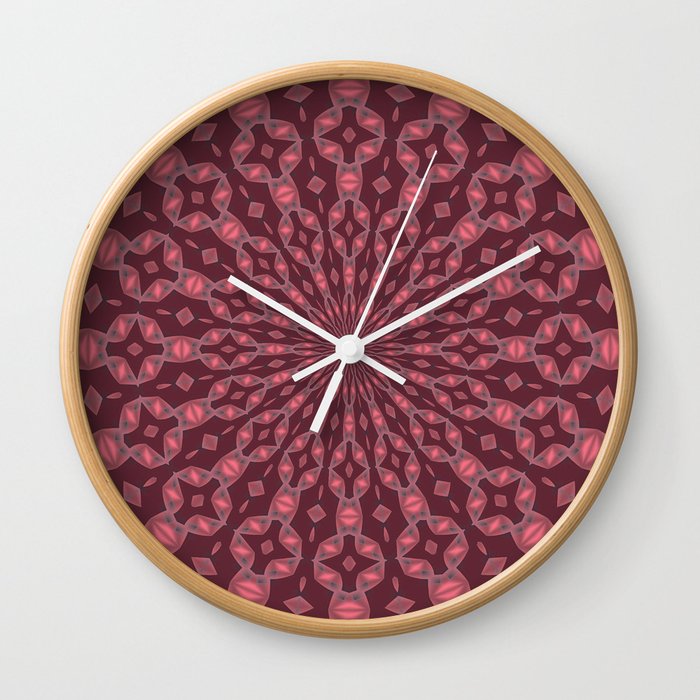 Radial Pattern In Red and Pink Wall Clock