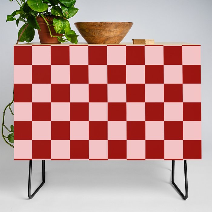 Red and Pink Checkerboard  Credenza