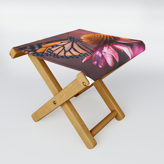Resting Monarch. Butterfly Photograph Folding Stool