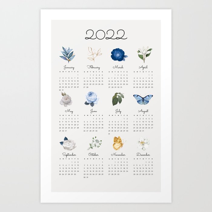 2022 Botanical Art Calendar Art Print