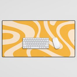 Modern Abstract Pattern 8 in Mustard Yellow (Liquid Swirl Design) Desk Mat