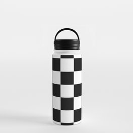 Traditional Black And White Chequered Start Flag Water Bottle