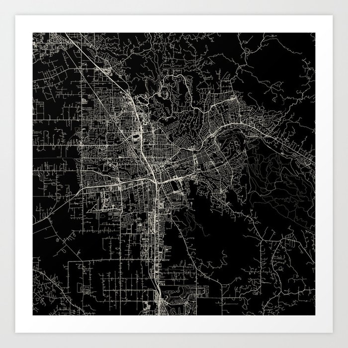 Santa Rosa, USA - Minimal City Map Art Print