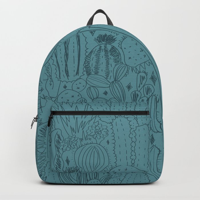 Cactus Scene in Blue Backpack