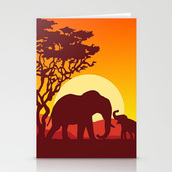 AfricanElephant Silhouette3659678 Stationery Cards