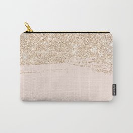 Girly luxury gold glitter sparkle brushstroke pastel blush pink  Carry-All Pouch