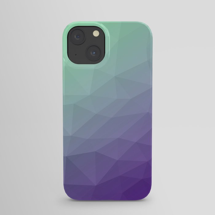 Purple green ombre gradient geometric mesh pattern iPhone Case
