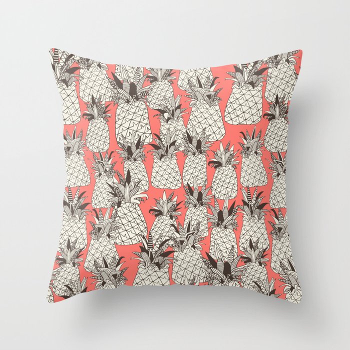 pineapple blush coral Throw Pillow