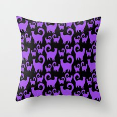 Purple Snobby Cats Throw Pillow