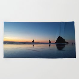 Haystack Rock Late Sunset Beach Towel