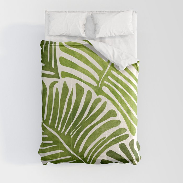 Summer Fern Simple Modern Watercolor Comforter