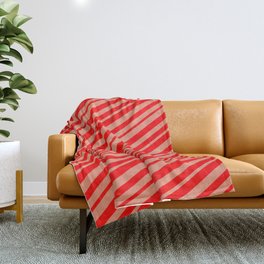 [ Thumbnail: Dark Salmon & Red Colored Striped Pattern Throw Blanket ]