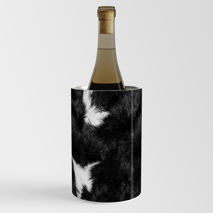 Luxe Animal Print Cowhide in Black and White Wine Chiller