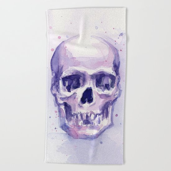 Skull Watercolor Skulls Beach Towel