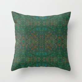 Copper Green Verdigris Abstract Watercolor Throw Pillow