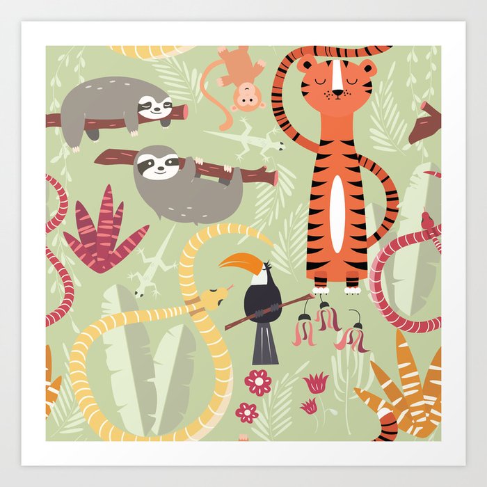 Rain forest animals 004 Art Print