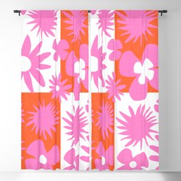Wild Spring Flowers Hot Pink Checkerboard Blackout Curtain