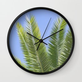 Tropical palmtree - green blue leaves mediterranean travel photography Wall Clock