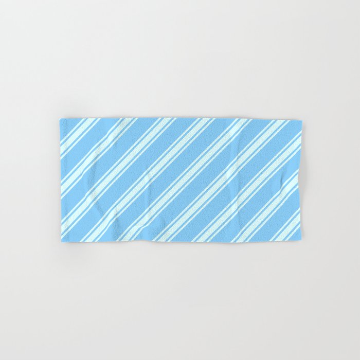 Light Sky Blue and Light Cyan Colored Lines Pattern Hand & Bath Towel
