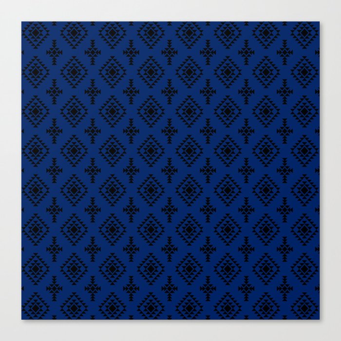 Blue and Black Native American Tribal Pattern Canvas Print