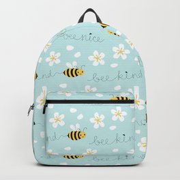 Bee Nice Backpack | Digital, Benice, Expression, Beenice, Cute, Kawaii, Pattern, Quote, Graphicdesign, Bees 