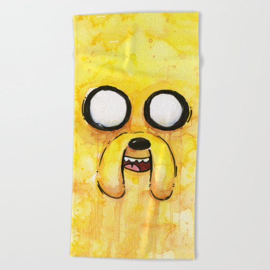 Jake Face Yellow Dog Cartoon Character Beach Towel