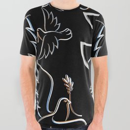 Symbol Of Peace Doves With Olive Branch  All Over Graphic Tee